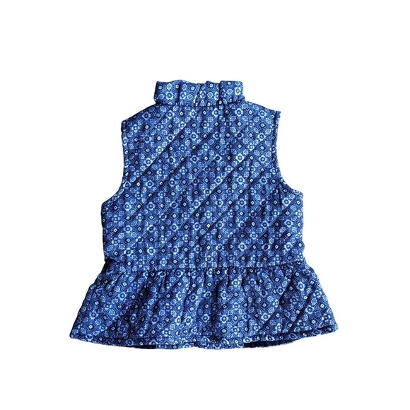 Janie and Jack Kids Girls Blue Geometric Quilted Peplum Vest Size 3 to 4 yr Warm - Picture 3 of 7